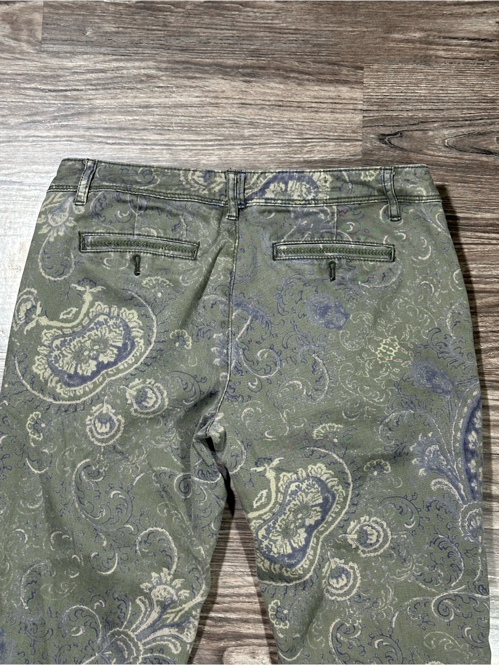 ANTHROPOLOGIE PILCRO & THE LETTERPRESS Olive Green Paisley HYPHEN Chino Pants 26 - Picture 12 of 15